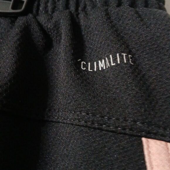 Adidas black workout shorts with pink side stripes drawstring waist Sz L - Picture 6 of 7